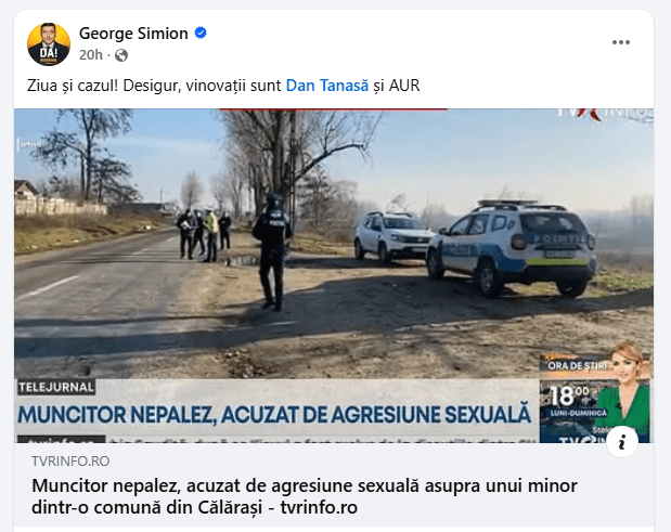 Simion îl spală pe Tanasă. Nici nepalezi n-a mâncat, nici AUR nu-i miroasă&nbsp;(sic!)