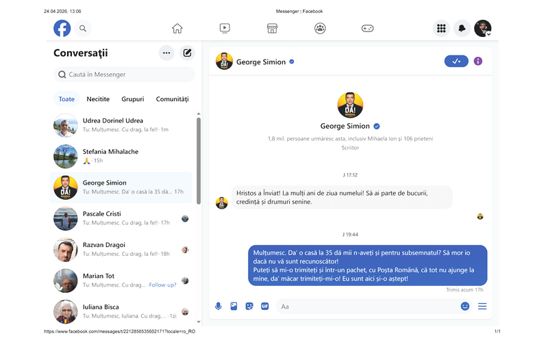 Mi-a trimis mesaj de urare drăguțu' de Simion